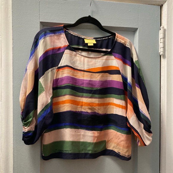 Maeve size small Anthropologie blouse in stripe watercolor print - Picture 1 of 6